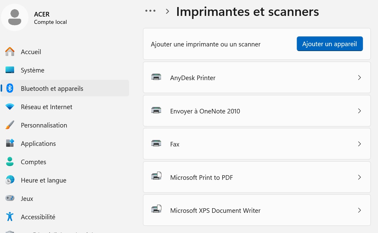 Ajouter une imprimante