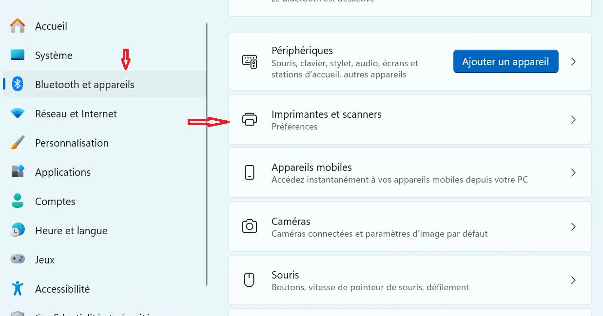 Connecter l’imprimante grâce à Windows